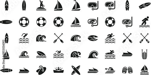 Nautical activity icon set