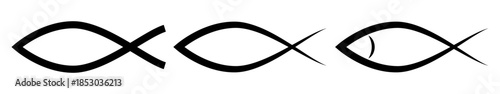 Christian fish icons set