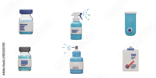 Medical and hygiene products icons set