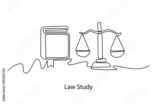 Law Study. School Subject concept. Single line draw design. Vector graphic illustration