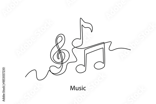 Music. School Subject concept. Single line draw design. Vector graphic illustration