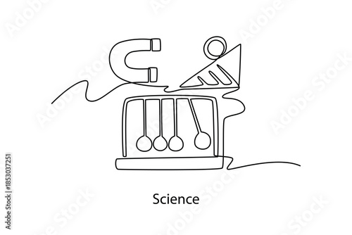 Science. School Subject concept. Single line draw design. Vector graphic illustration