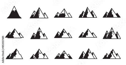 vector set of mountain icons
