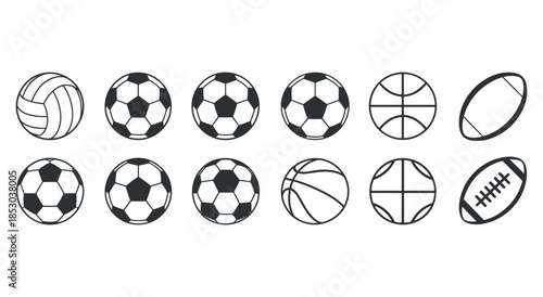 Collection of various sports balls and equipment