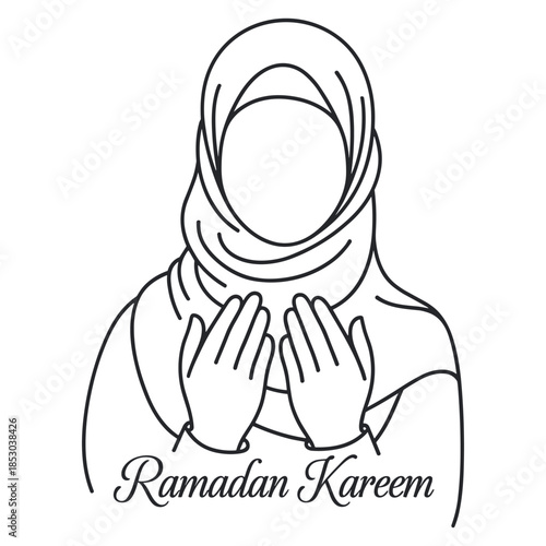 Ramadan kareem greeting with woman wearing hijab ramadan, kareem, hijab, woman, prayer, hands