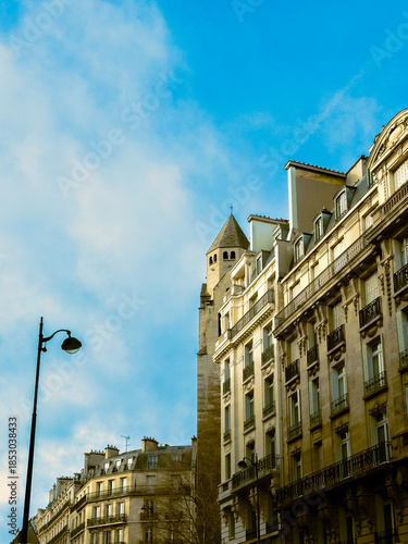 Beautiful Street view of Buildings, Paris city, France.