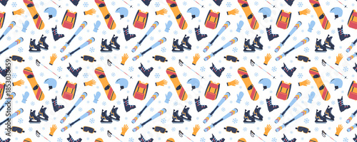 Winter Sports Equipment Seamless Pattern - 1