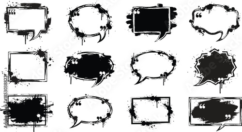 Collection of hand drawn speech bubbles and thought bubbles in various shapes and styles