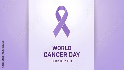 Purple awareness ribbon symbolizing hope and support for World Cancer Day