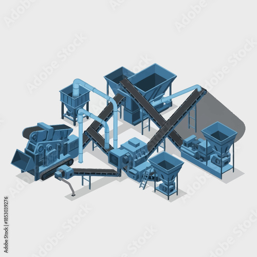Industrial Recycling Plant Machinery for Waste Processing and Material Sorting.