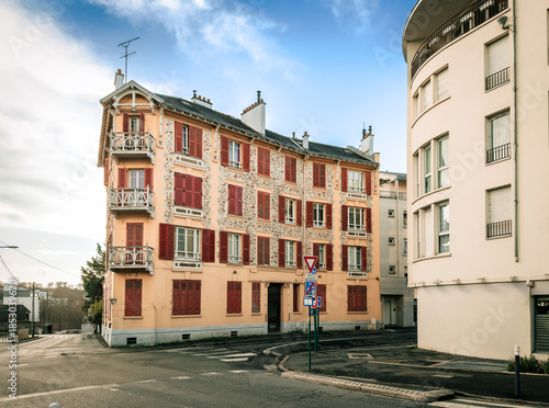 Street view of old village Brunoy in France