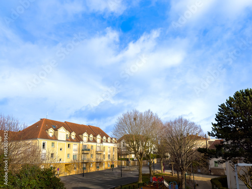 Street view of old village Brunoy in France