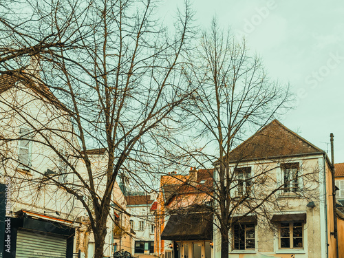 Street view of downtown in Brunoy, France