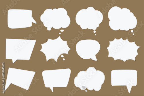 set of speech bubble on brown background