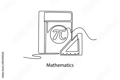 Mathematics. School Subject concept. Single line draw design. Vector graphic illustration