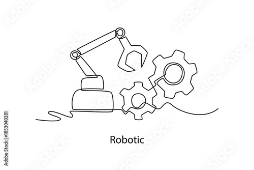Robotic. School Subject concept. Single line draw design. Vector graphic illustration