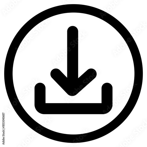 Download Icon in Circle - Minimalist File Save, Install, and Cloud Storage Symbol Png