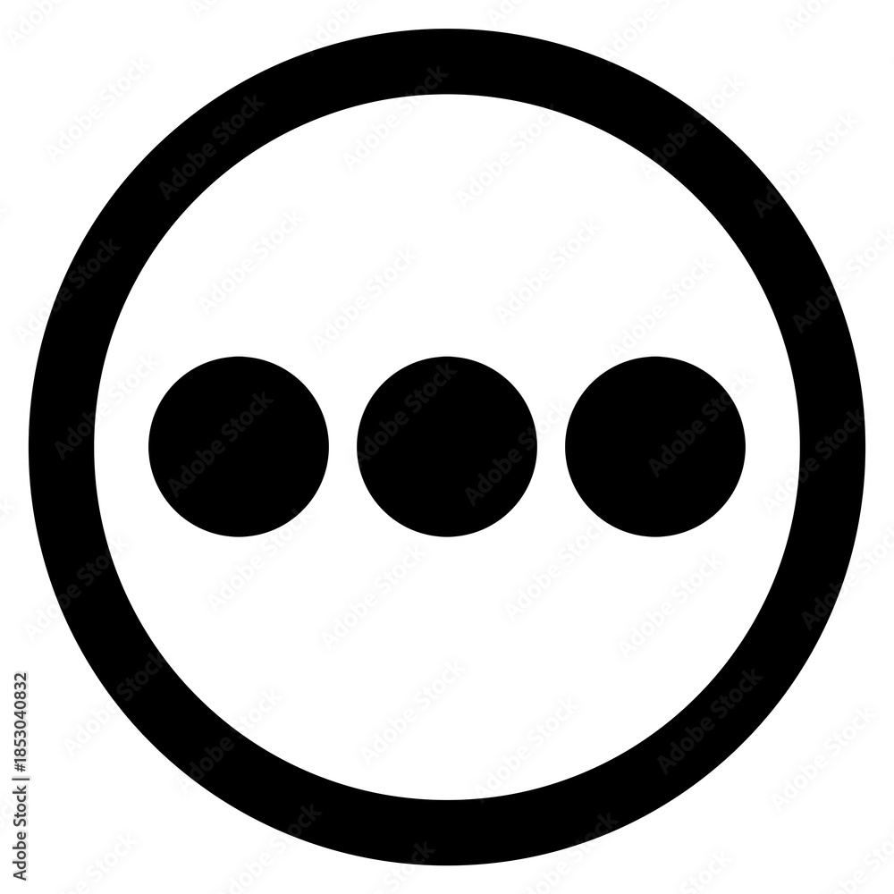 Fototapeta premium More Options Horizontal Dots Menu Icon in Circle, Ellipsis Navigation Symbol