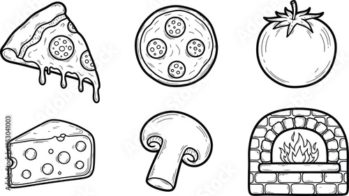 Abstract white background with elements of useful food - Vector illustration