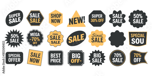 Collection of sale labels and sticker for promotional use sale, label, sticker, promotion, discount, offer