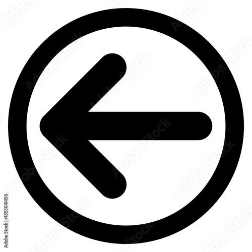Black Left Arrow Icon in Circle - Navigation and Back Direction Symbol