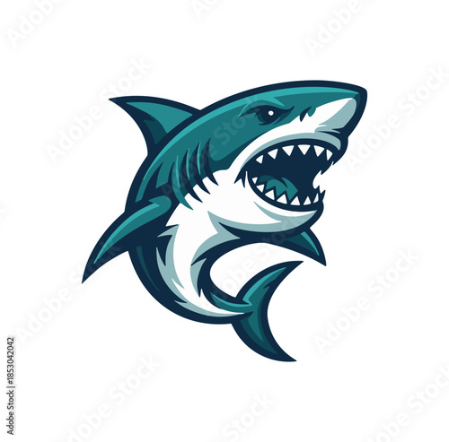 This is a shark, high-energy mascot logo that would work perfectly for a sports team, an esports organization, or a coastal brand.
