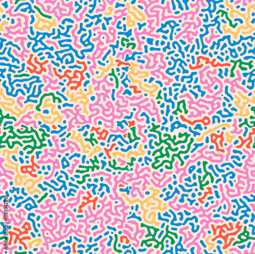 Seamless diffusion reaction pattern. Colored organic shapes, lines pattern. Organic looking abstract pattern. Abstract seamless pattern background. Vector turing seamless pattern. Nature textured.