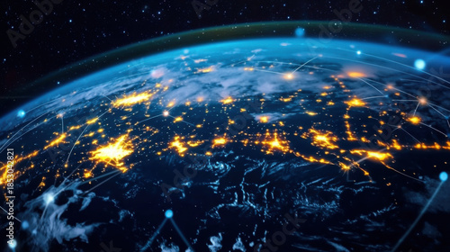 Communication technology for internet business. Global world network and telecommunication on earth