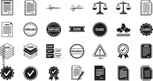 Vintage document and law icons set