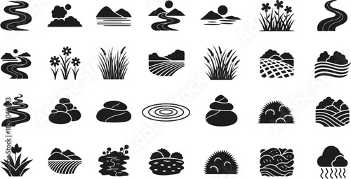 Nature elements icon set