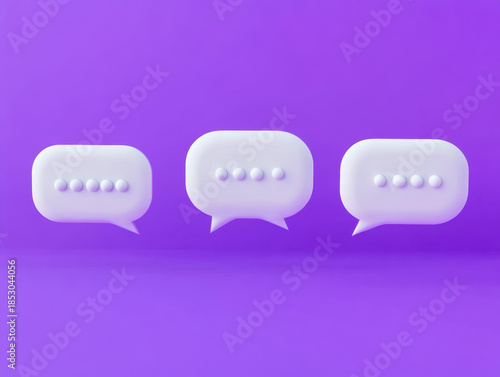 white speech bubble icon set on a purple background.