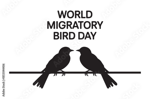 Black Birds Silhouettes on Wire World Migratory Bird Day