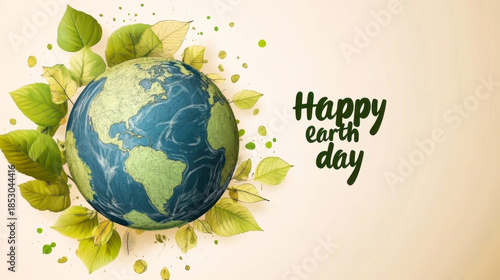 Earth Day with planet. Holiday card