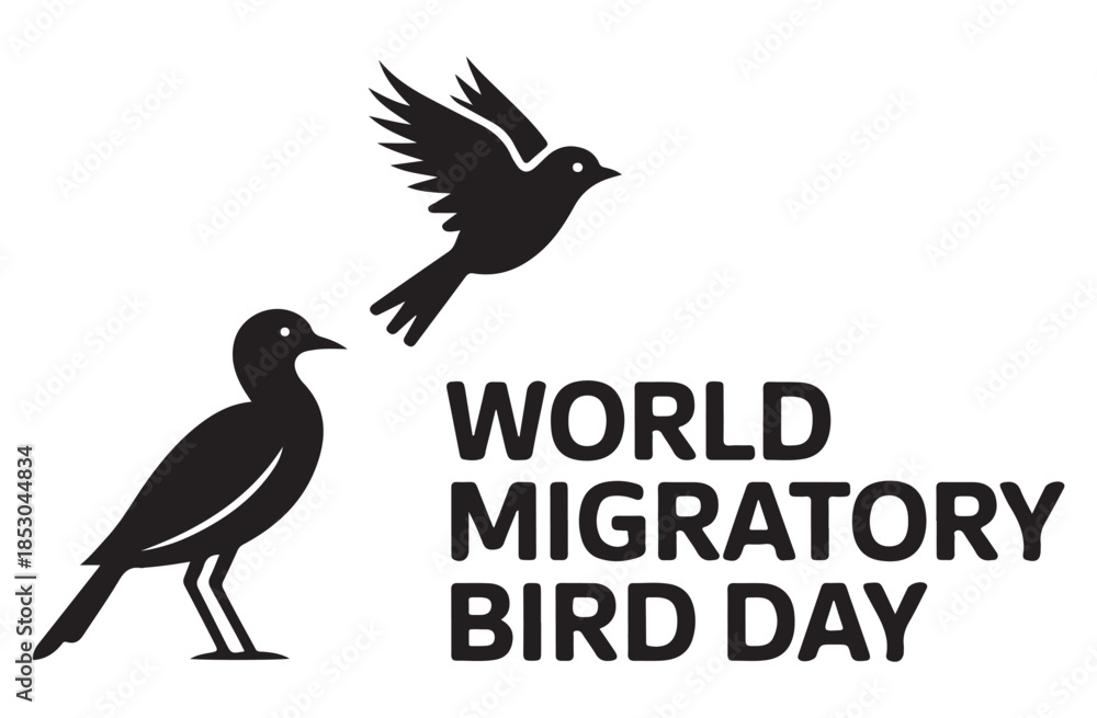 Fototapeta premium Black Birds Silhouettes World Migratory Bird Day