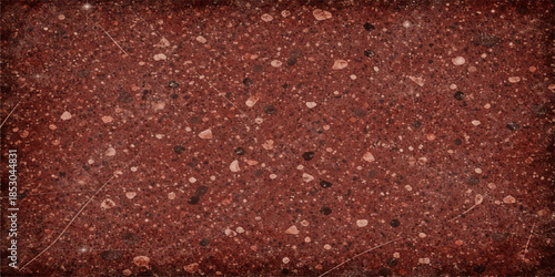 A macro shot of a rough, rusty metal plate reveals a grunge abstract pattern of brown and red iron texture on an old weathered steel surface