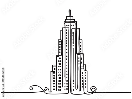 doodles High rise building sketch. Line art