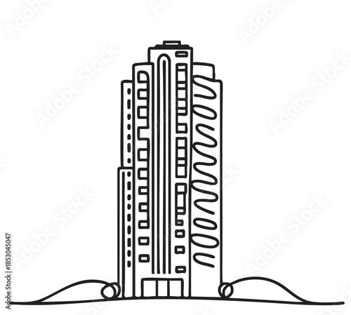 doodles High rise building sketch. Line art