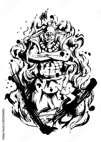 Kongorikishi (Nio Guardian) – Japanese Ink Illustration