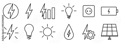 Set of energy line icons