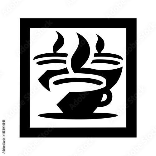 Minimal Coffee Shop Logo with Three Cups Silhouette
