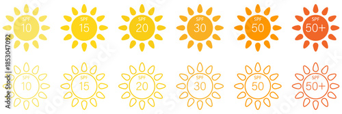 SPF sunscreen sun protection icons
