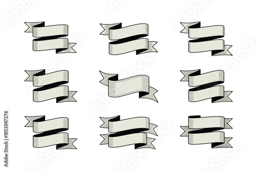 Collection of classic ribbon banners
