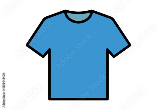 Camiseta de manga corta de color azul con cuello redondo y contorno negro grueso