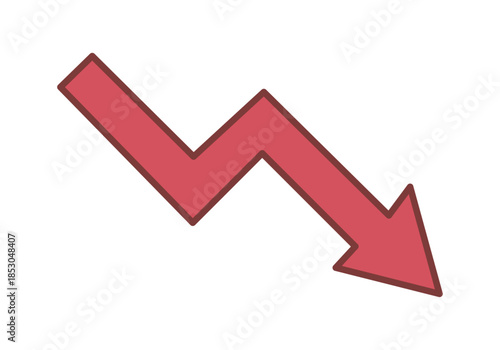 Flecha roja con borde oscuro que apunta hacia abajo indicando una tendencia negativa