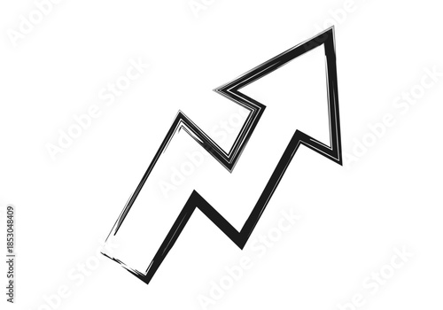 Flecha negra con trazo de pincel que apunta hacia arriba para representar el crecimiento