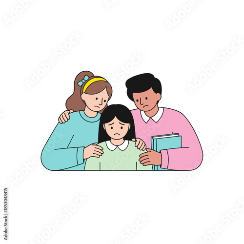 Supportive friends comforting a sad girl 