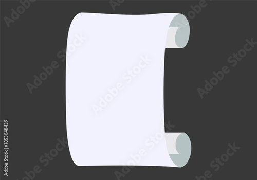 Pergamino de papel blanco enrollado con diseño minimalista sobre fondo oscuro