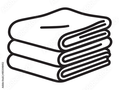 Folded towels stack line art illustration