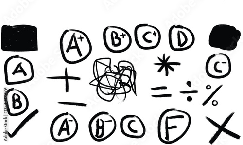 Handwritten math symbols and letters