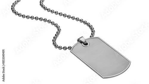 Silver Dog Tag on Chain Necklace jewelry accessory isolated on a transparent background